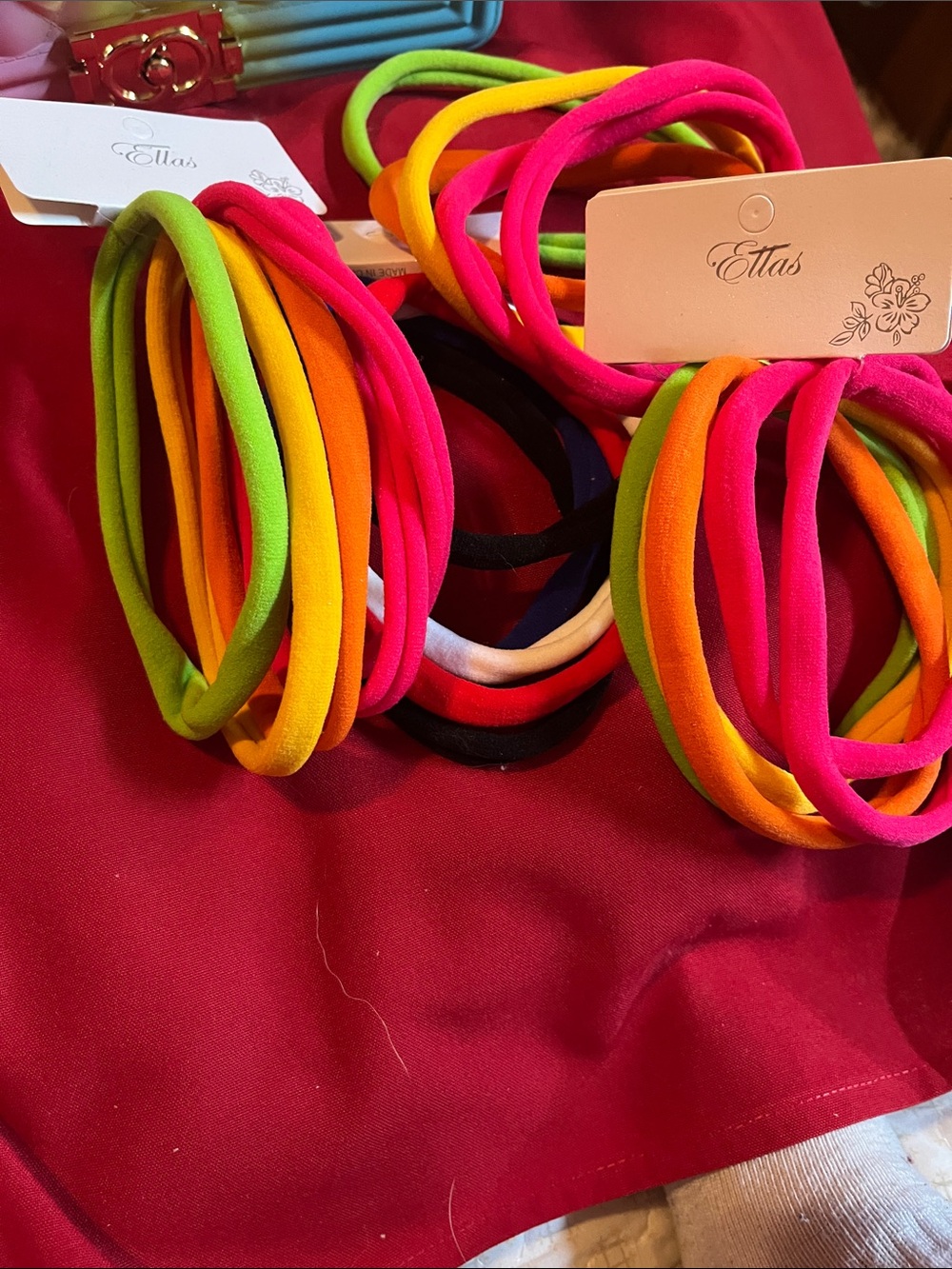 Ella Bright Neon Hair Elastics Pack - Pink, Orange, Yellow, Green